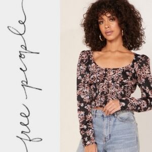 🔥 Free People | Women's Santiago Print Blouse (Black Combo)